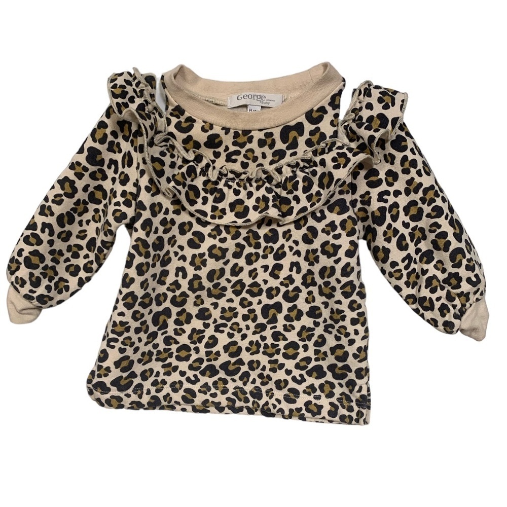 Newborn Girl's Leopard Frill Long-Sleeve Shirt
